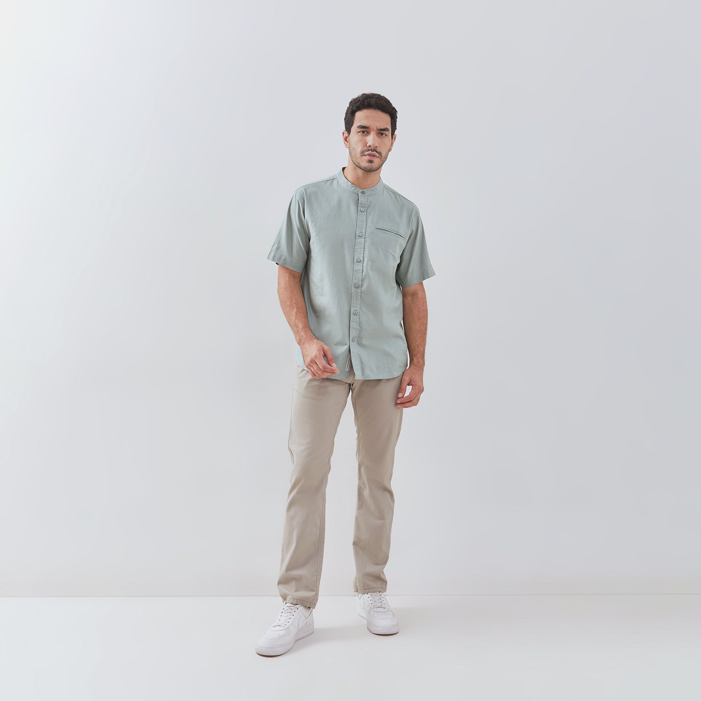 Osella Solid Shanghai Collared Short Sleeve Shirt 2032520
