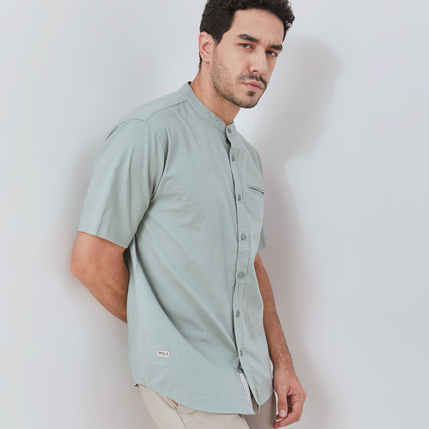 Osella Solid Shanghai Collared Short Sleeve Shirt 2032520