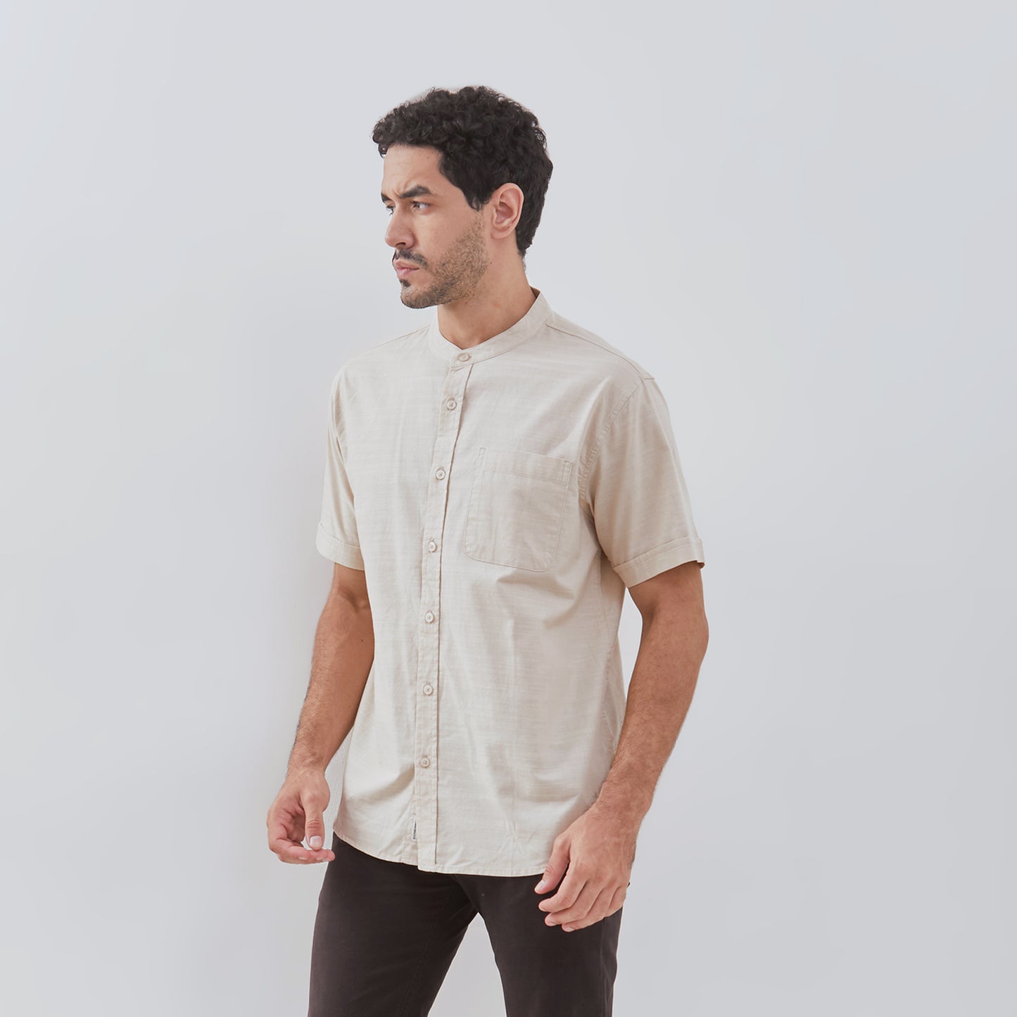 Osella Solid Shanghai Collared Short Sleeve Shirt 2032520