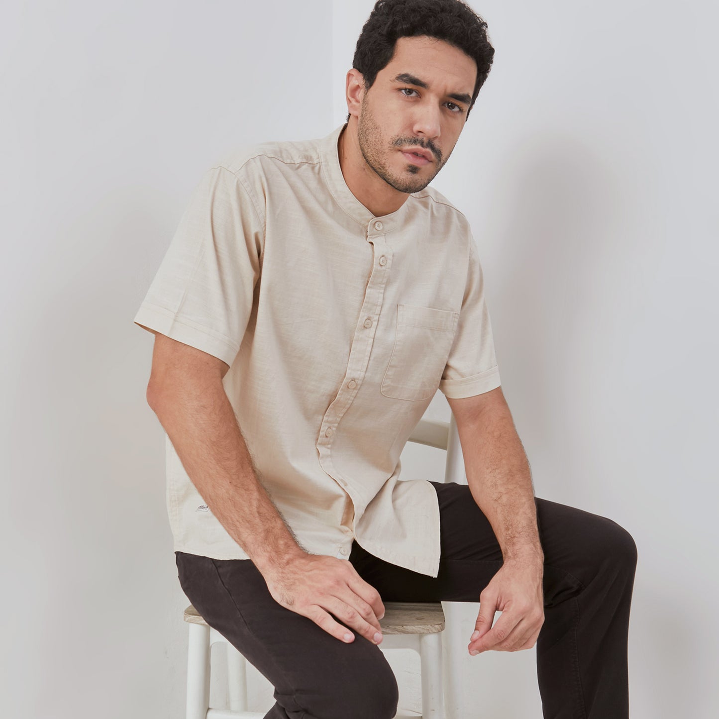 Osella Solid Shanghai Collared Short Sleeve Shirt 2032520