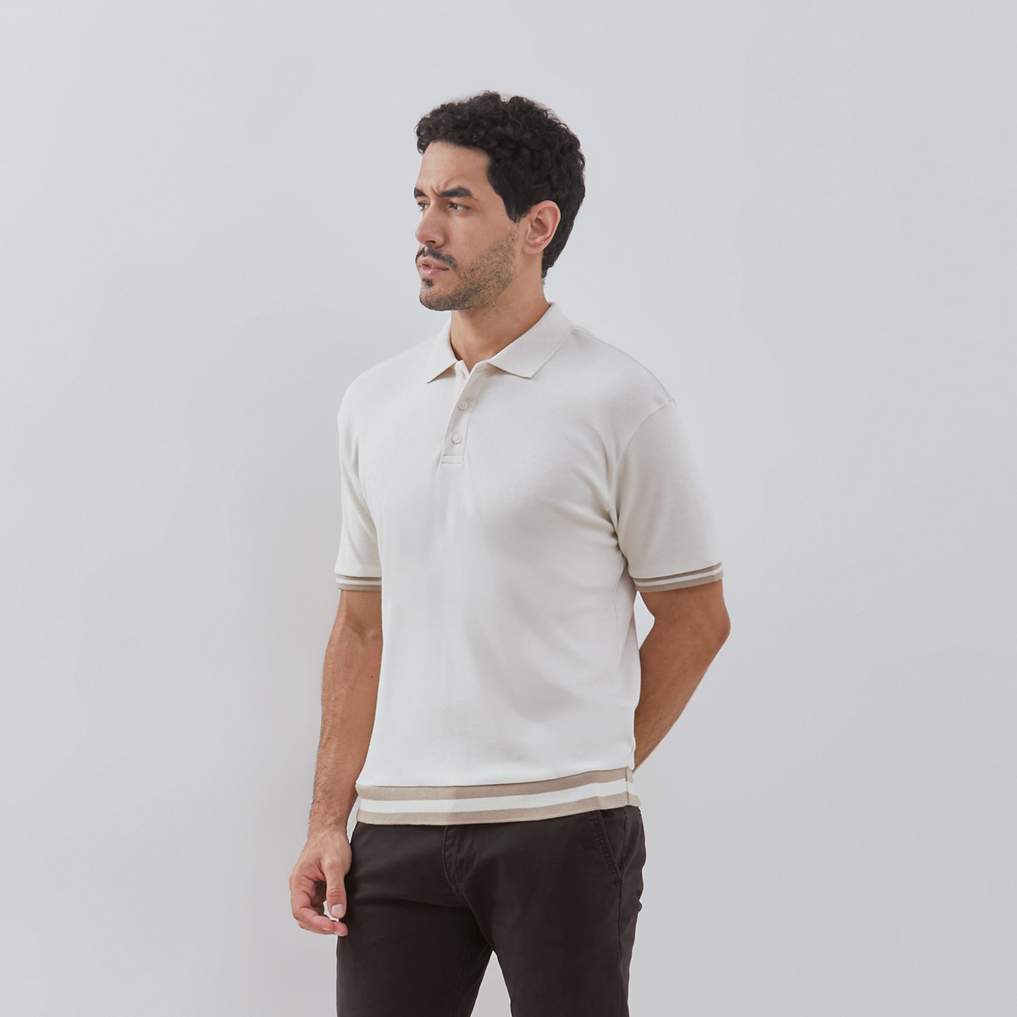 Osella Ronan Solid Polo With Contrast Stripe Rib