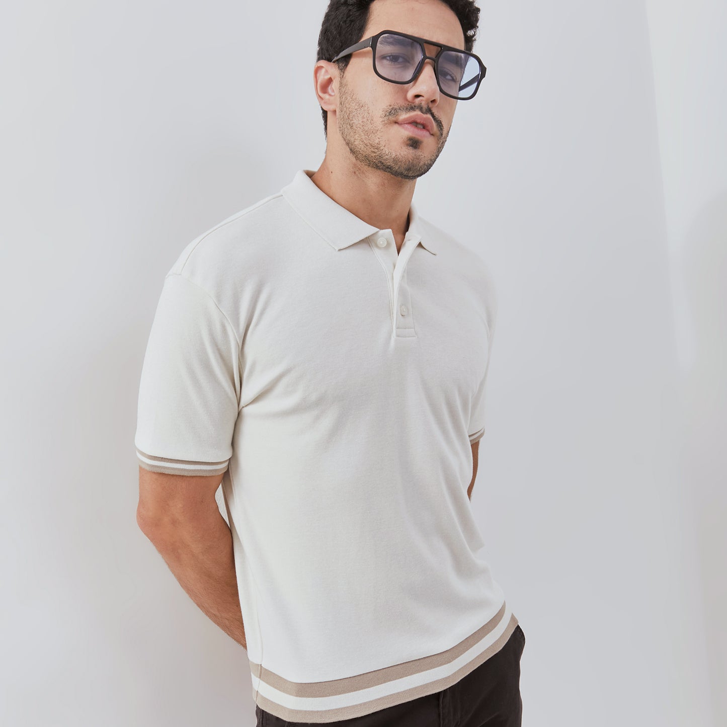 Osella Ronan Solid Polo With Contrast Stripe Rib