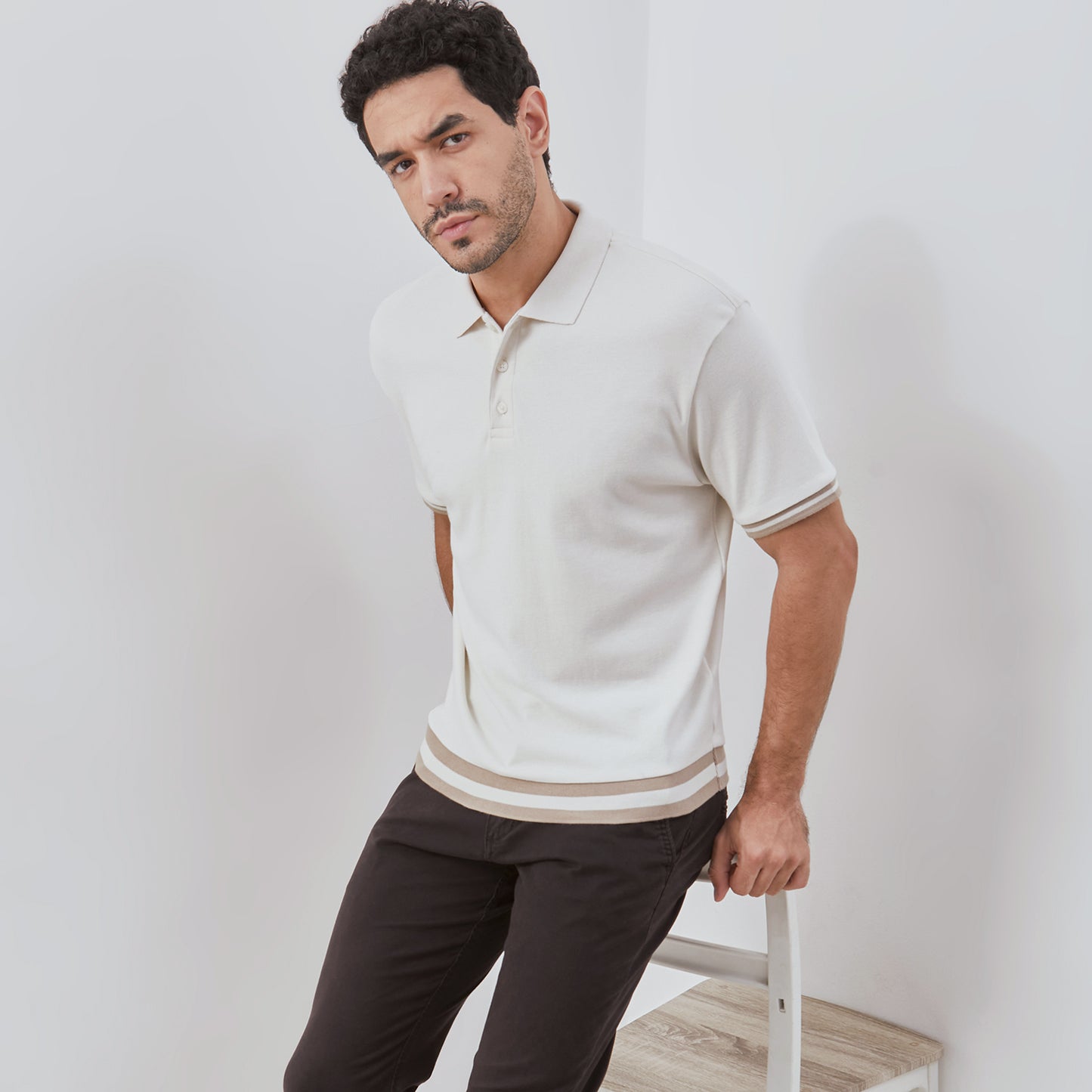 Osella Ronan Solid Polo With Contrast Stripe Rib