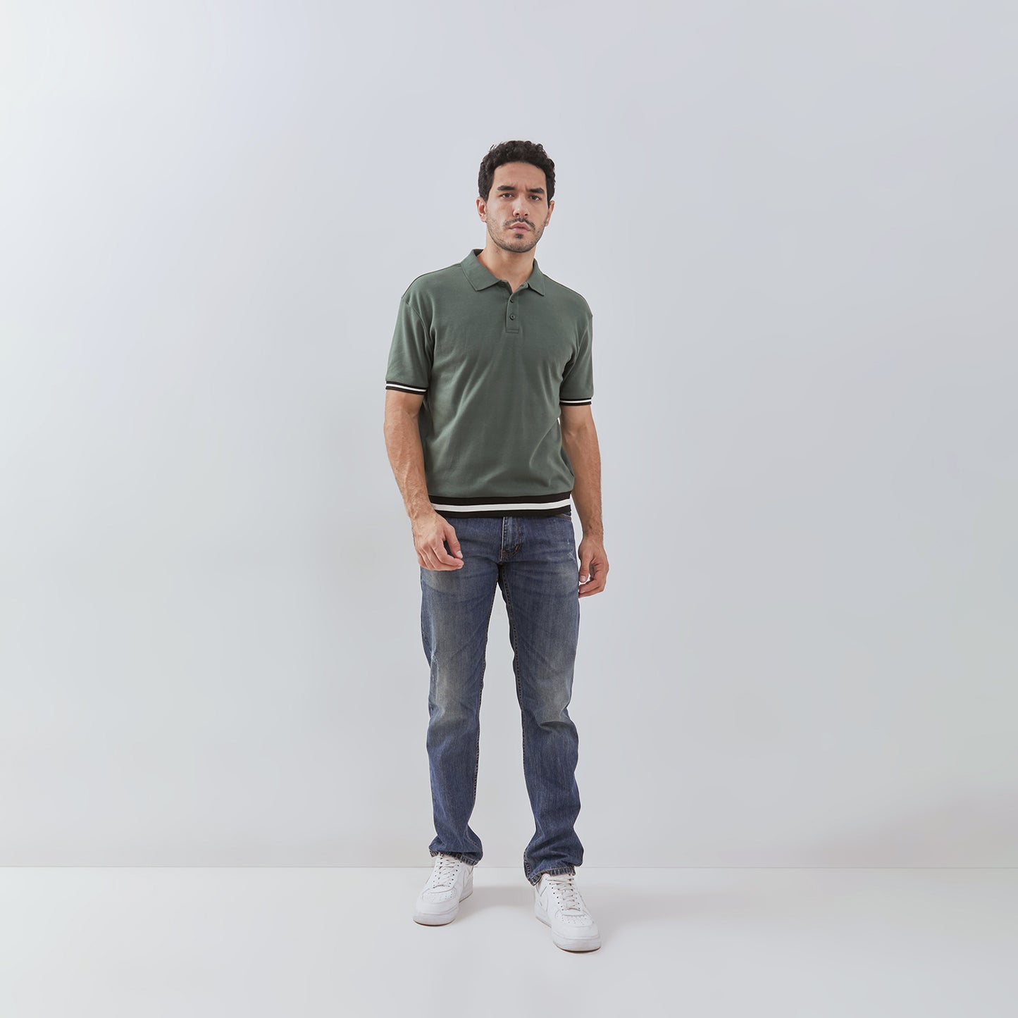 Osella Ronan Solid Polo With Contrast Stripe Rib