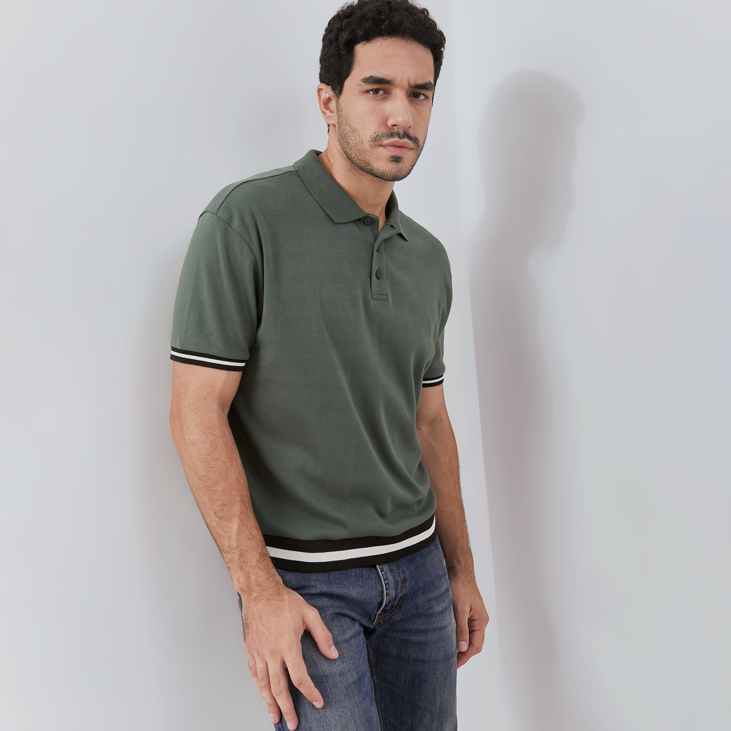 Osella Ronan Solid Polo With Contrast Stripe Rib