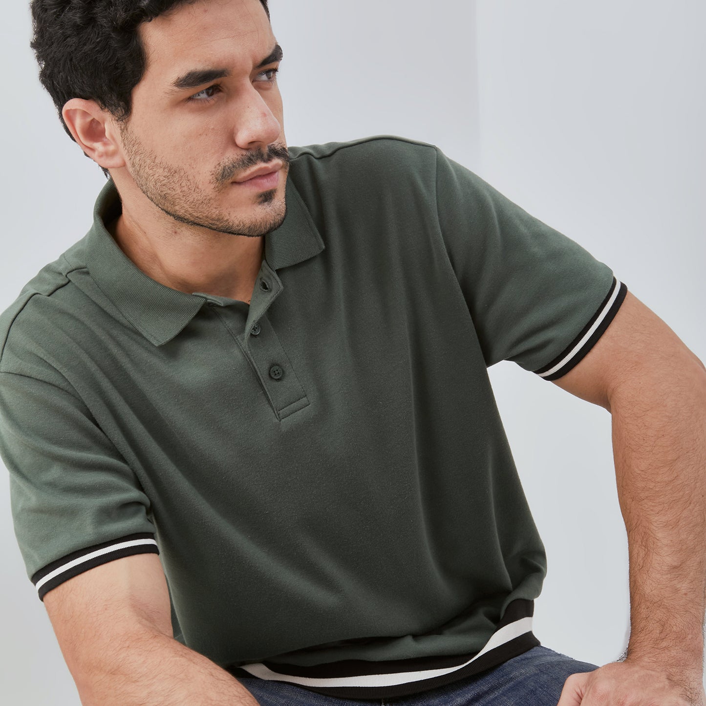 Osella Ronan Solid Polo With Contrast Stripe Rib