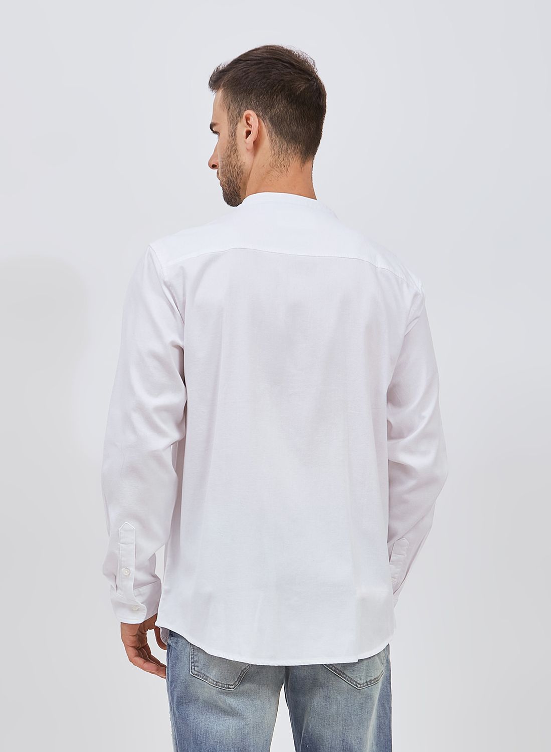 Osella Cotton Flannel Long Sleeve Solid Shirt In White