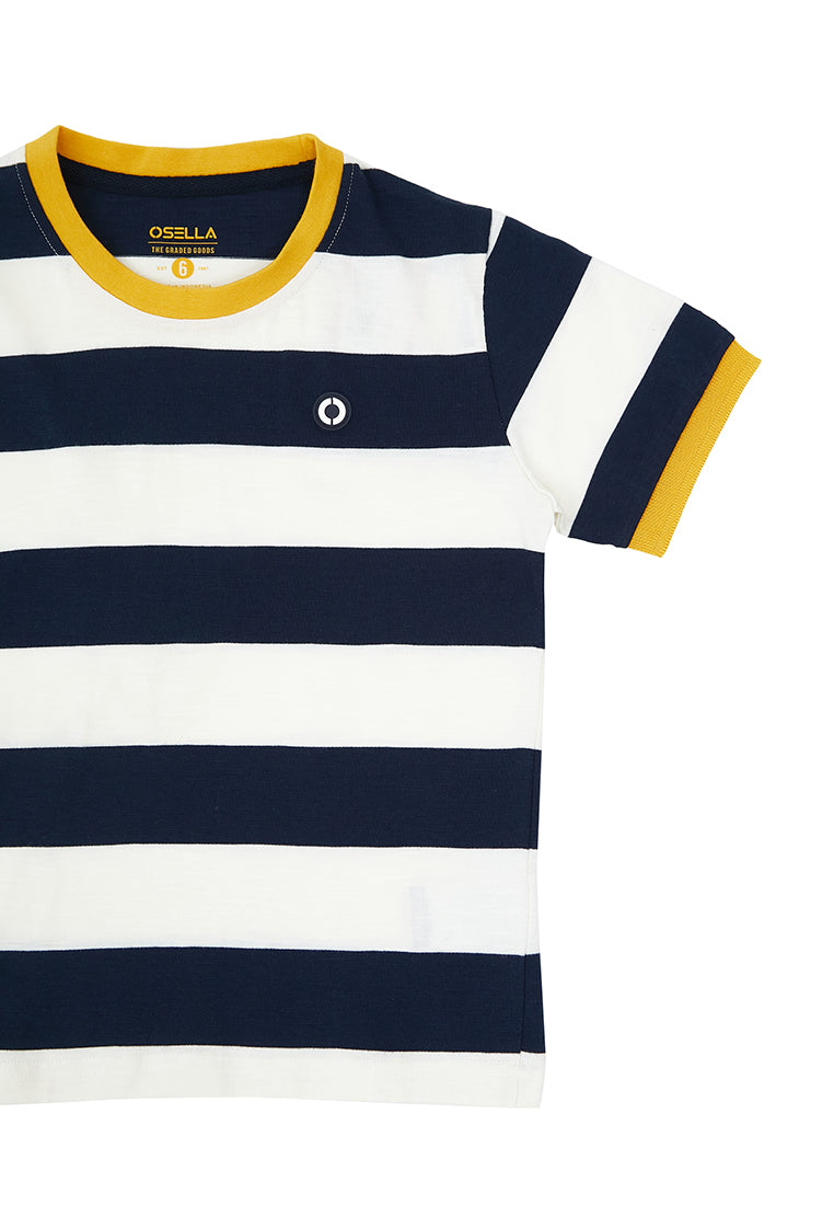Osella Victor Stripe T-Shirt Short Sleeve In Navy White