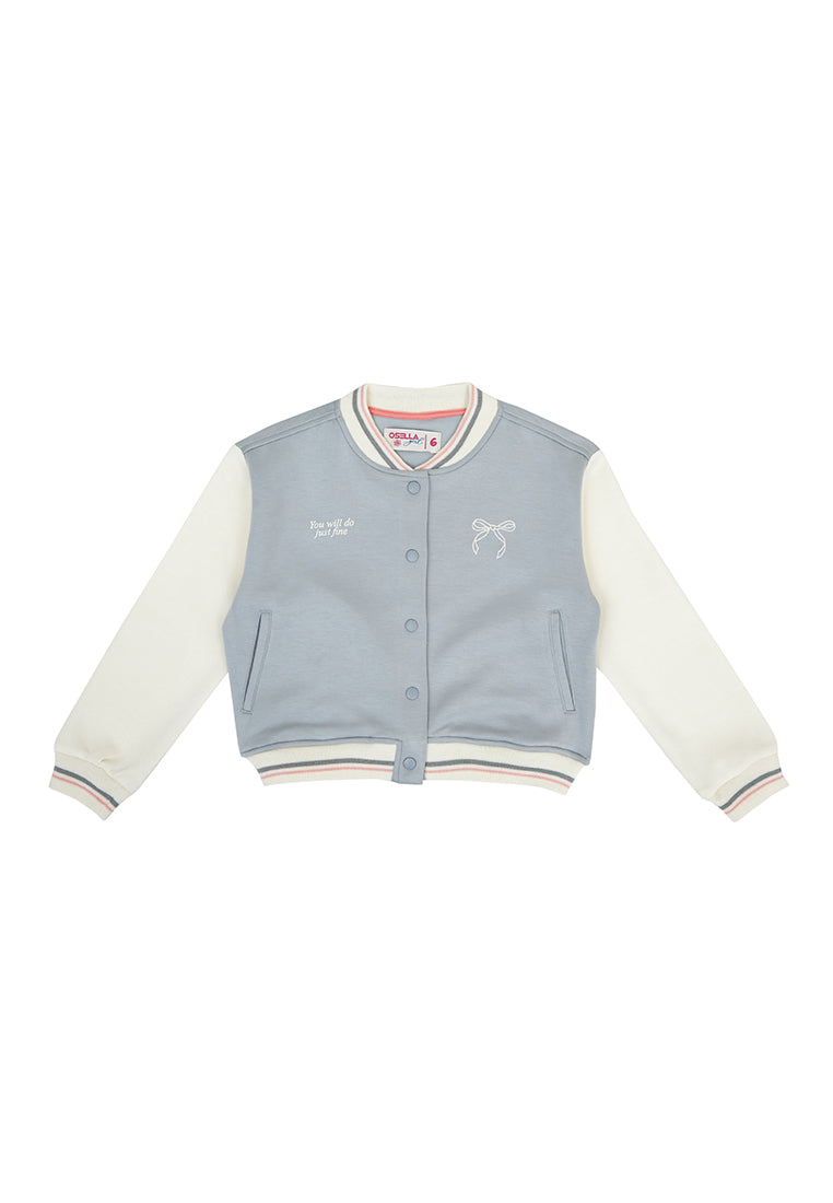 Osella Two Tone Varsity Jacket In Light Dusty Blue 2361500769
