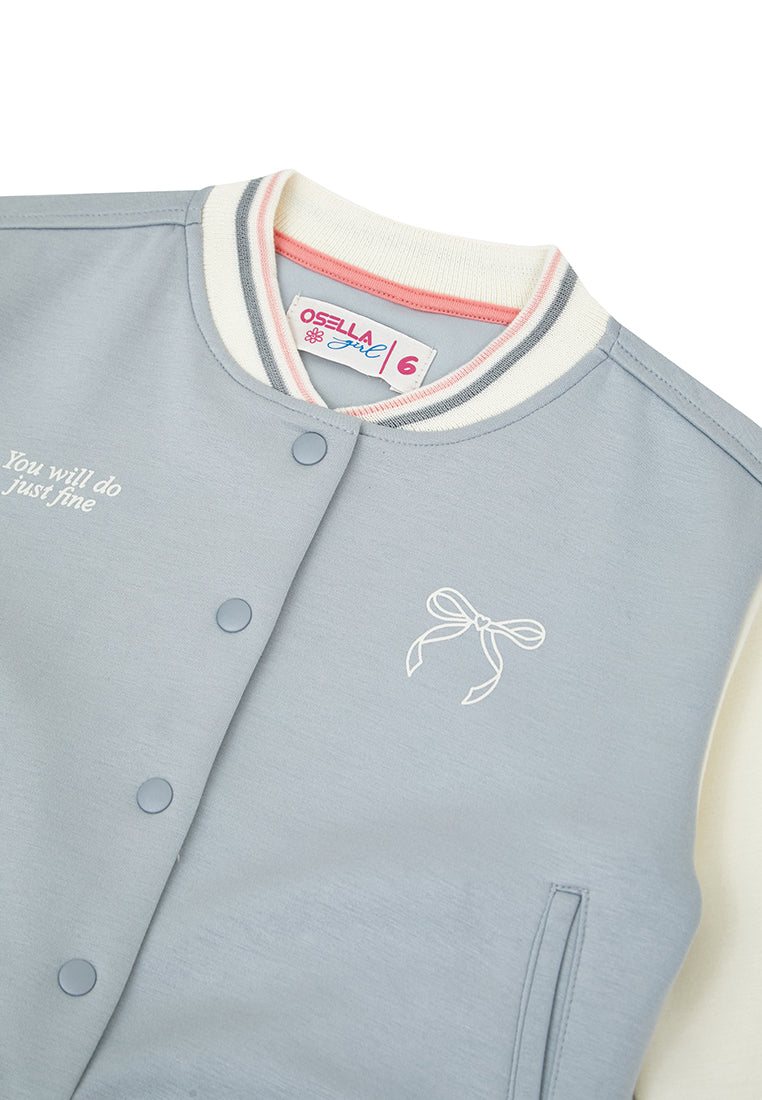 Osella Two Tone Varsity Jacket In Light Dusty Blue 2361500769