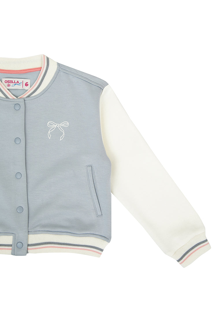 Osella Two Tone Varsity Jacket In Light Dusty Blue 2361500769
