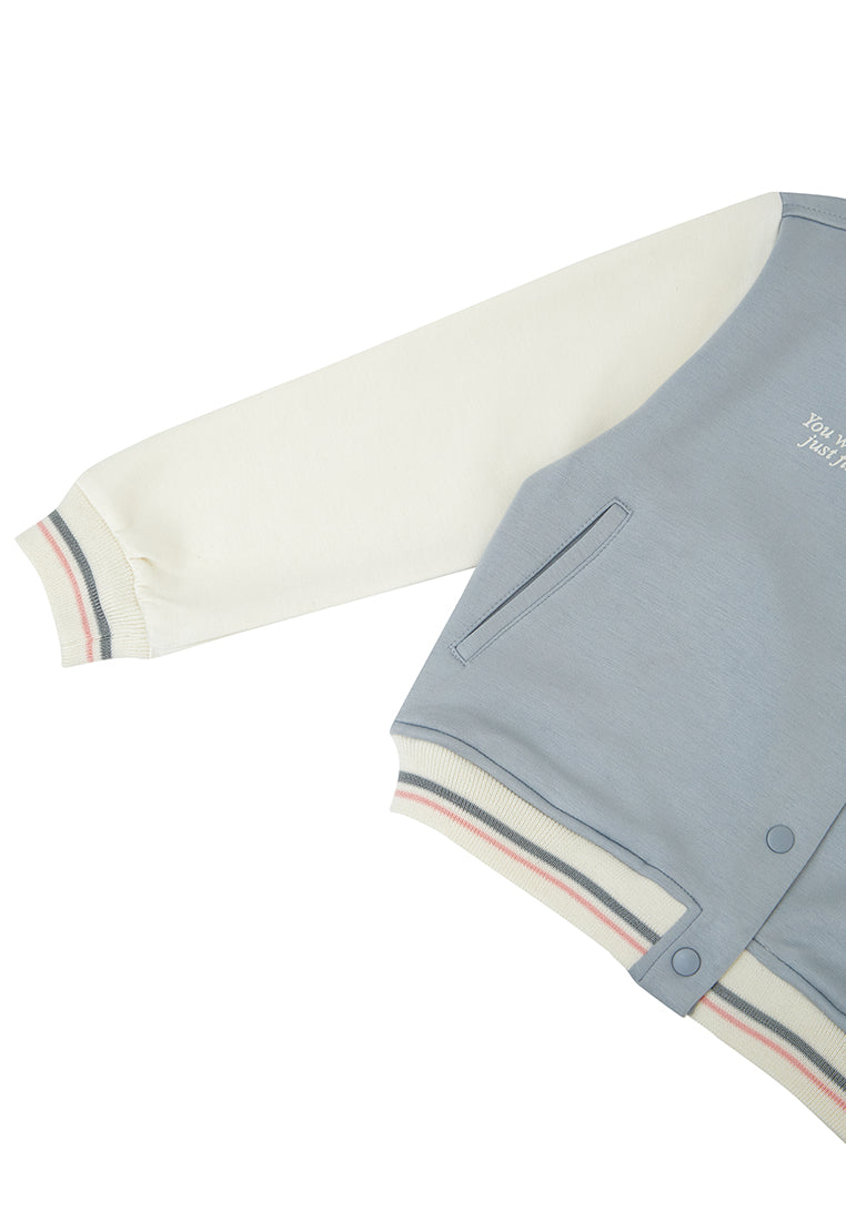 Osella Two Tone Varsity Jacket In Light Dusty Blue 2361500769
