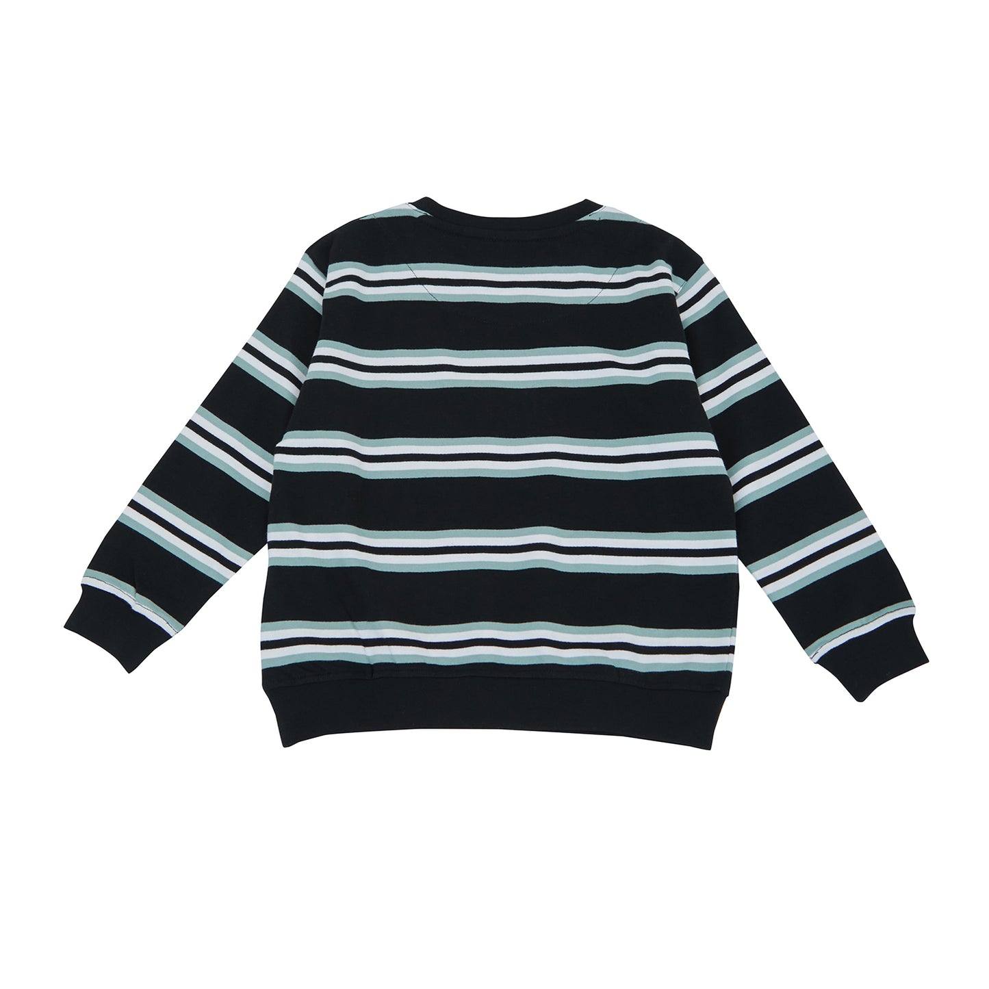 Osella Timmy Stripe Sweatshirt Long Sleeve In Black Lafayette Green And White