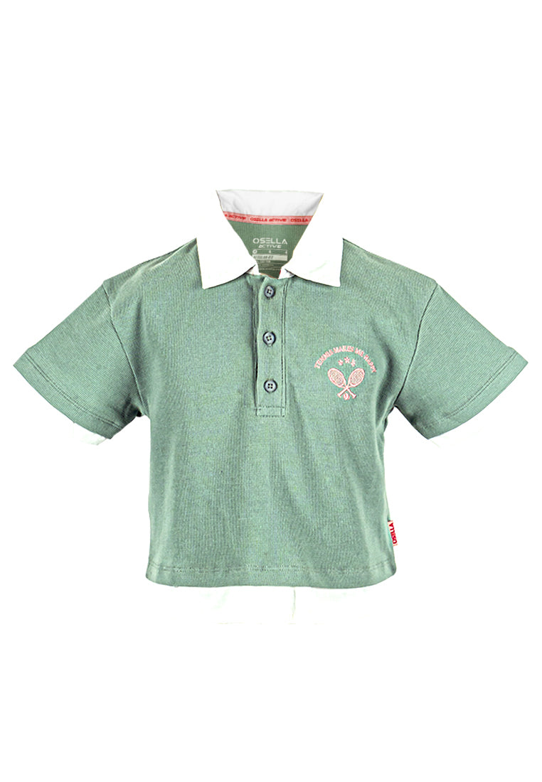 Osella Kids Tennis Combination Polo In Sage Green