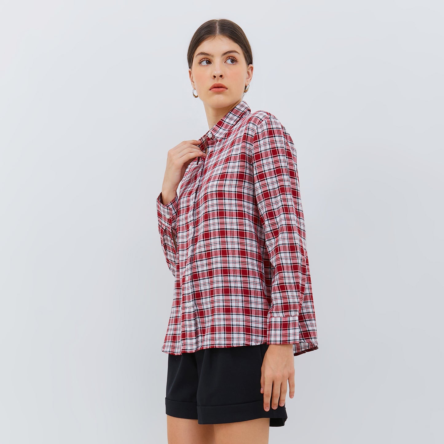Osella Checkered Collar Shirt in Red-White-Black