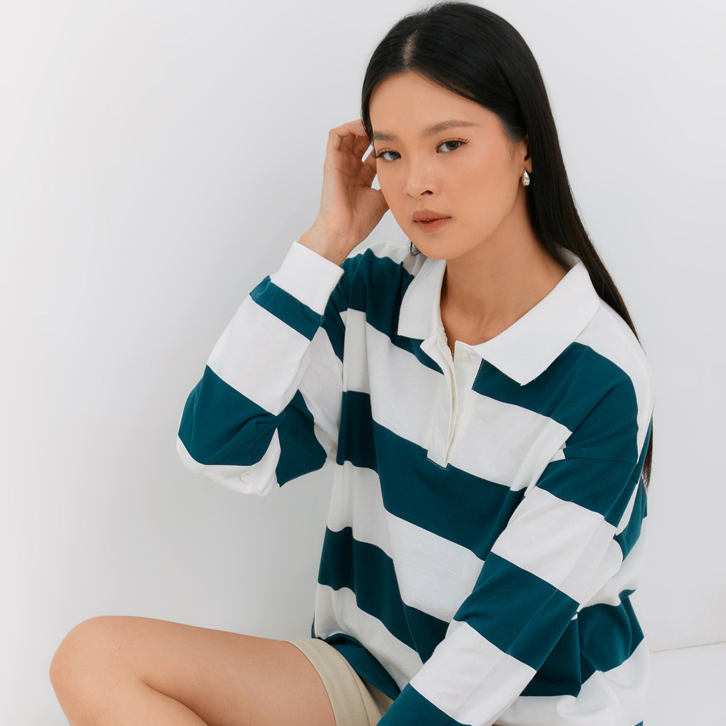Osella Long Sleeved Striped Polo T-Shirt