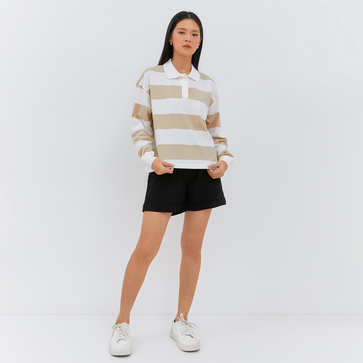 Osella Long Sleeved Striped Polo T-Shirt