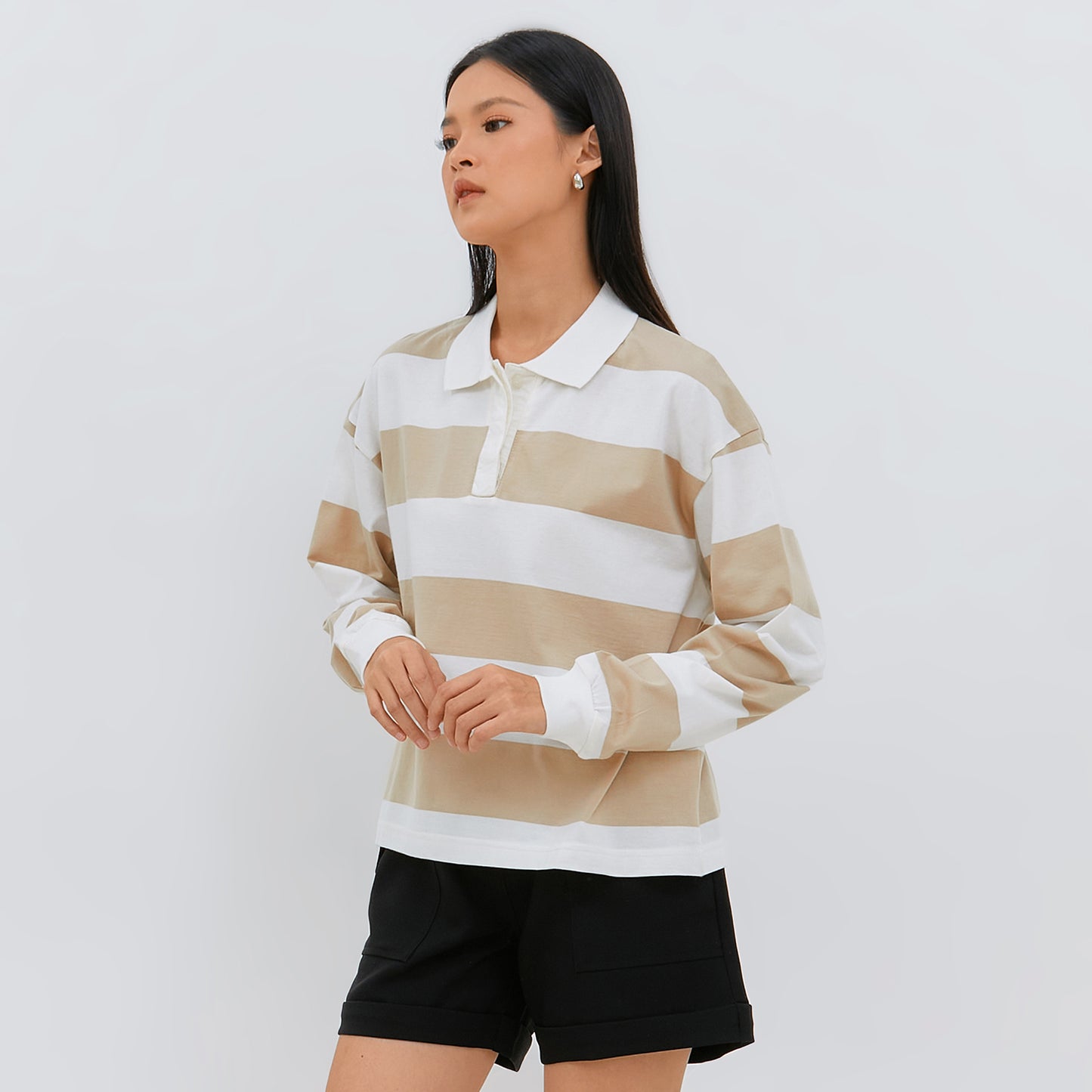 Osella Long Sleeved Striped Polo T-Shirt