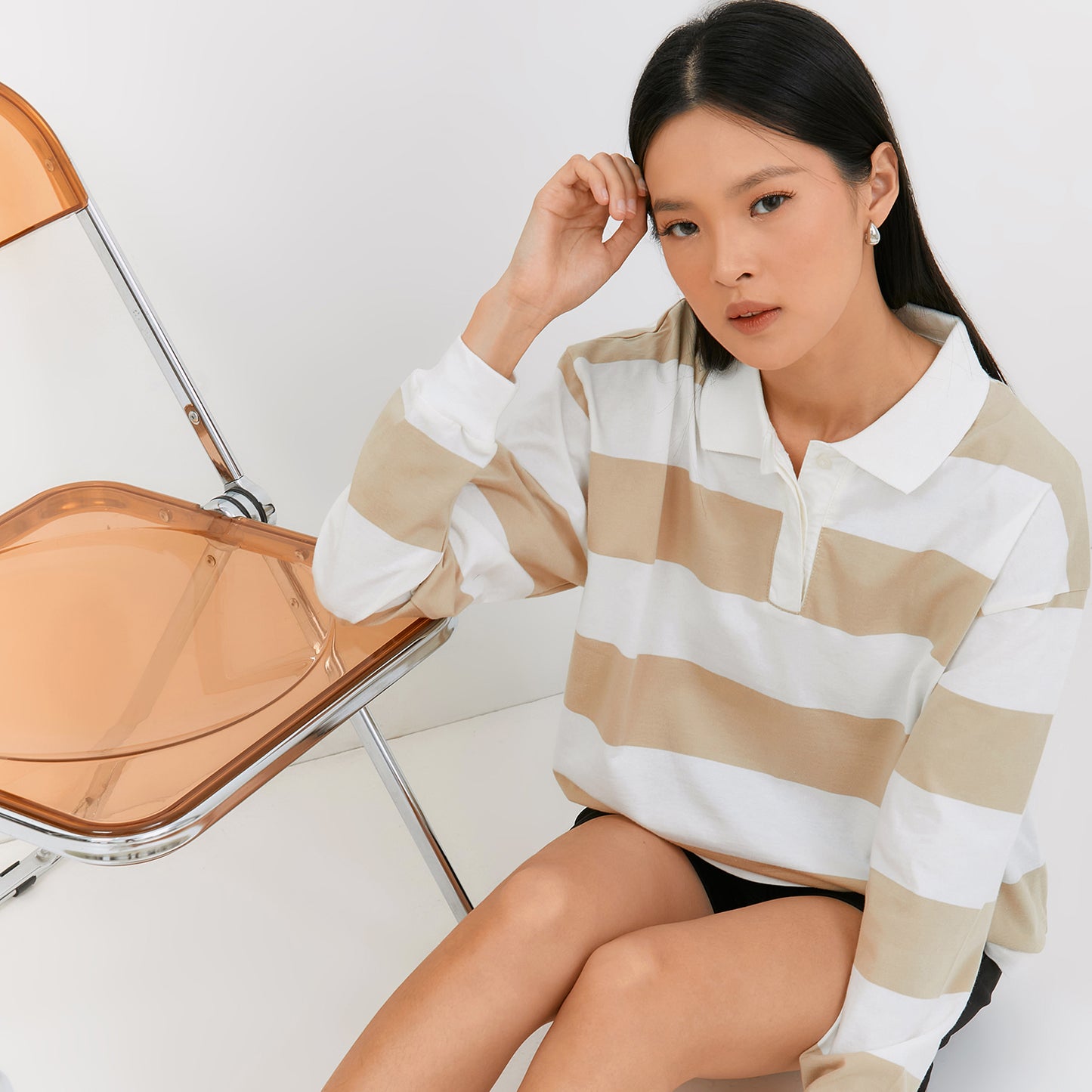 Osella Long Sleeved Striped Polo T-Shirt