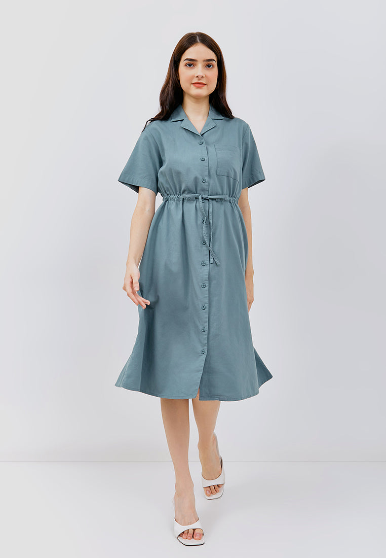 Osella Ramee Midi Short Sleeve Dress in Sage Green