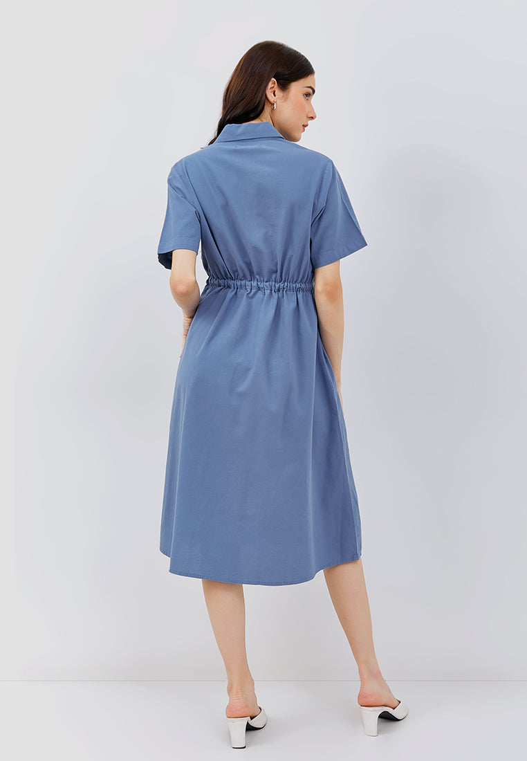 Osella Ramee Midi Short Sleeve Dress in Seaport