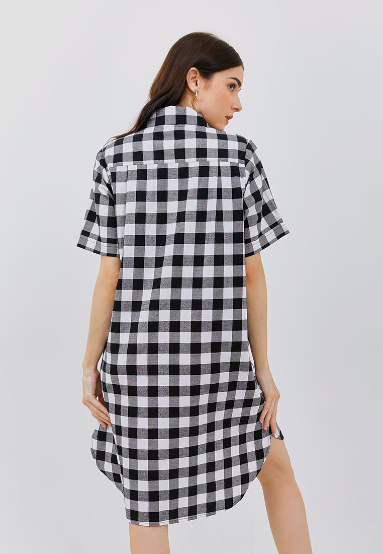 Osella Cassie Cotton Checkered Dress with Pockets in Front