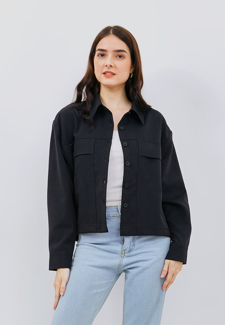 Osella Long Sleeve Shacket in Black