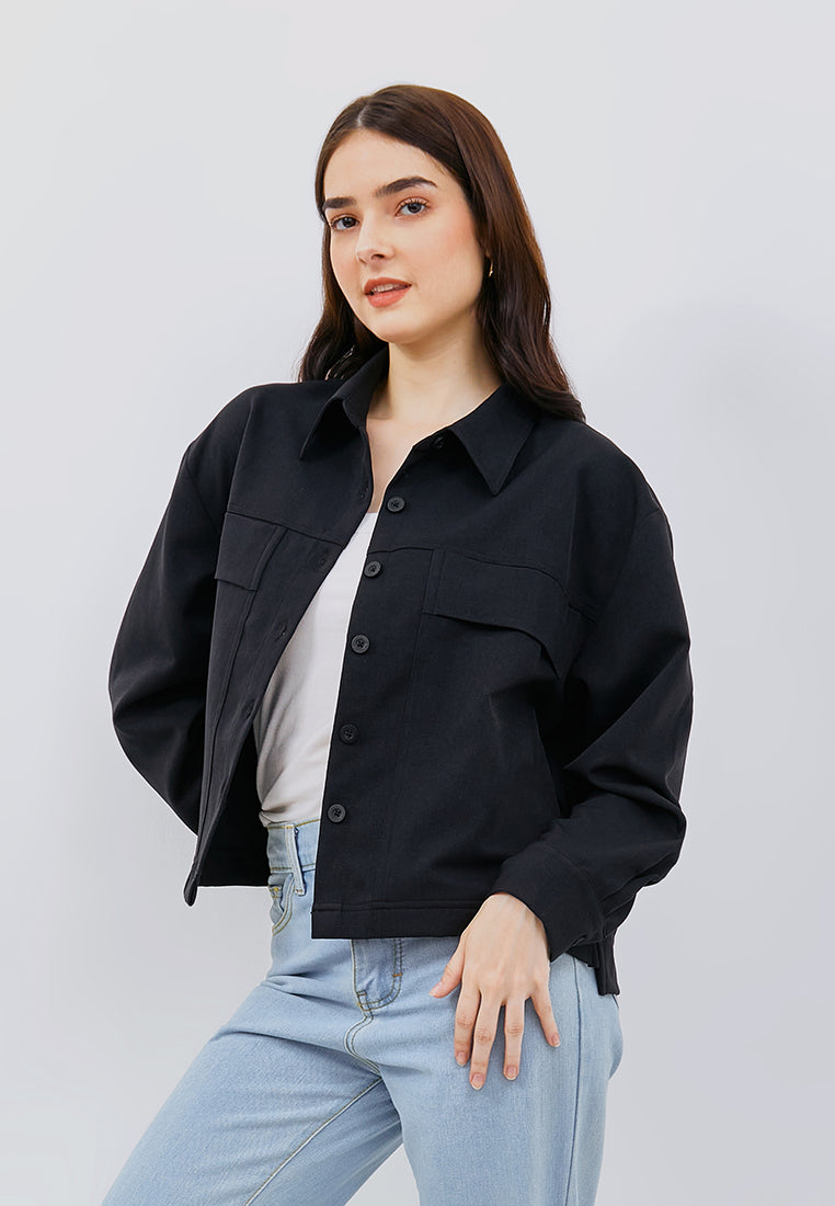 Osella Long Sleeve Shacket in Black