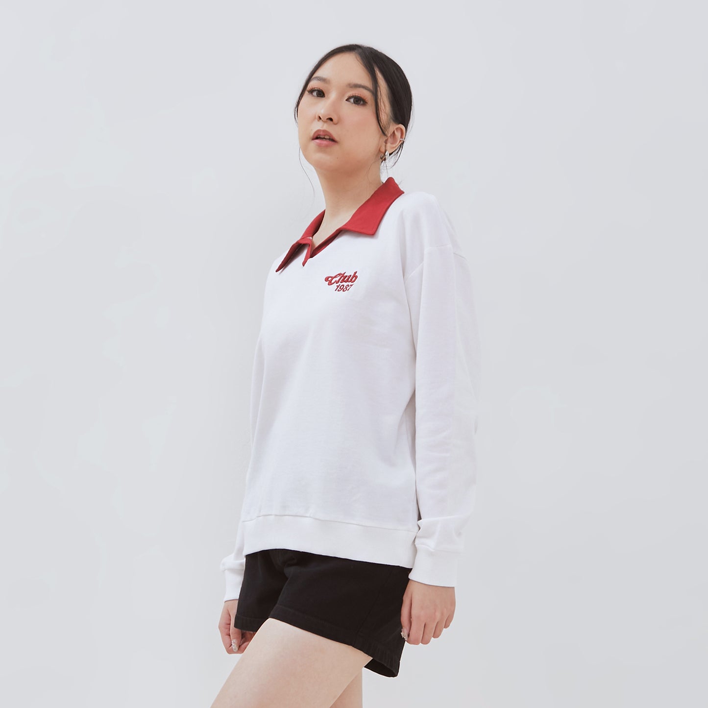 Osella Jessie V-Neck Contrast Collar Sweatshirt