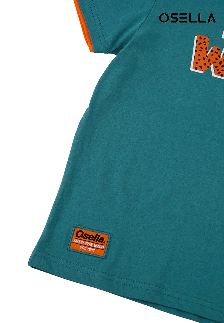 Osella Kids Boy Forest Collection Regular Graphic T-Shirt In Mineral Green