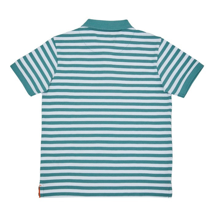 Osella Kids Boy Stripe Polo Shirt In Wasabi Green And White