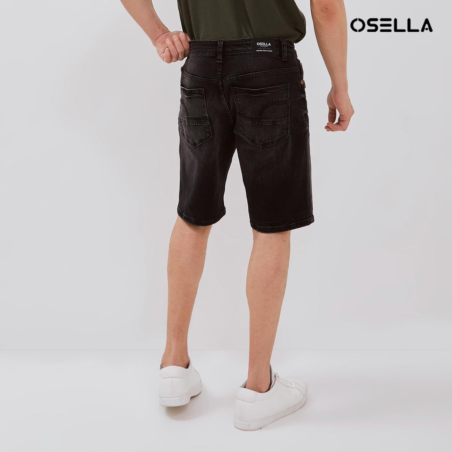 Osella Short Denim Jeans In Dark Grey Wash