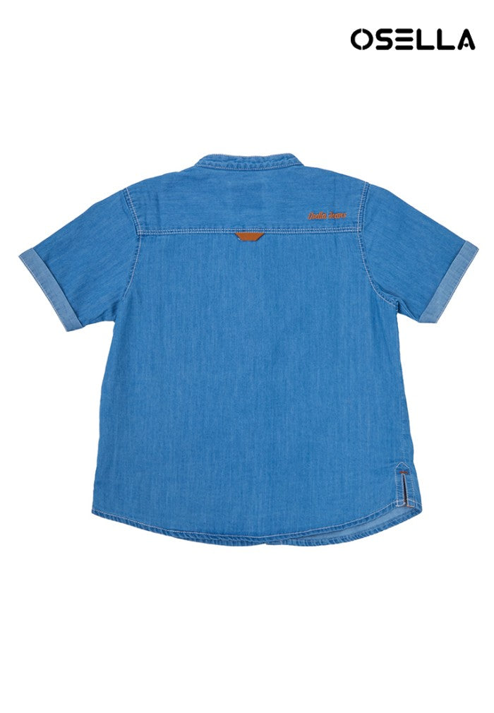 Osella Kids Boy Koko Regular Short Sleeve Shirt In Light Blue Wash