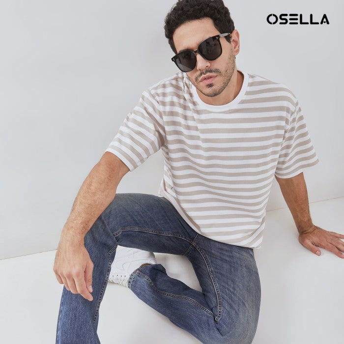 Osella Jordan Striped Relaxed Fit T-shirt With Fancy Fabric