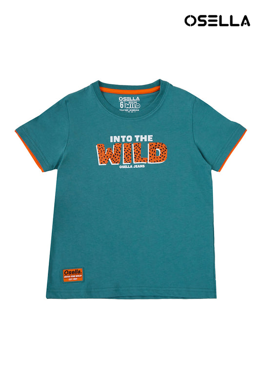 Osella Kids Boy Forest Collection Regular Graphic T-Shirt In Mineral Green