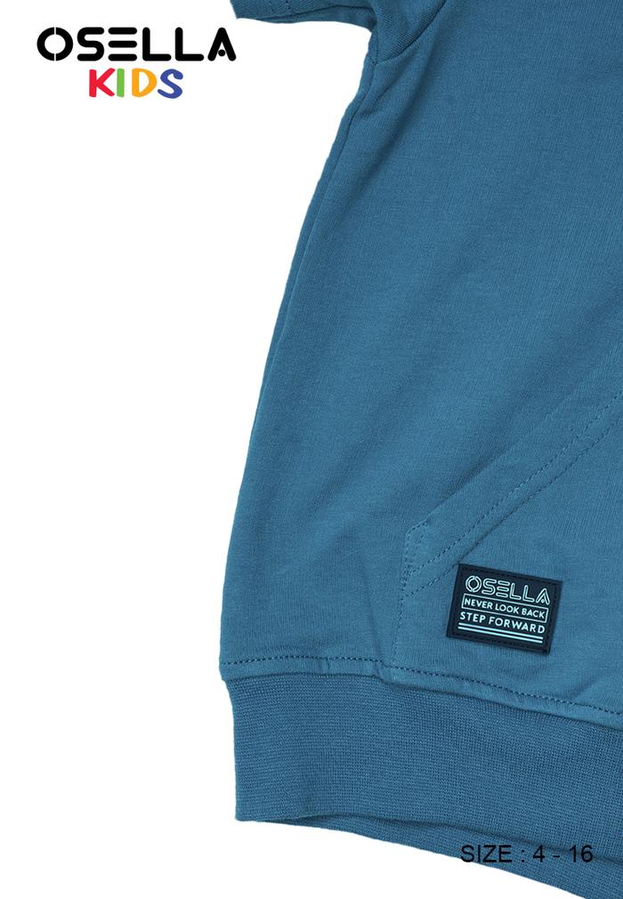 OSELLA SPACE REGULAR HOODIE T SHIRT IN BLUE