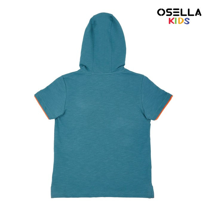 Osella Kids Boy Forest Collection T-Shirt Hoodie In Viridian Green
