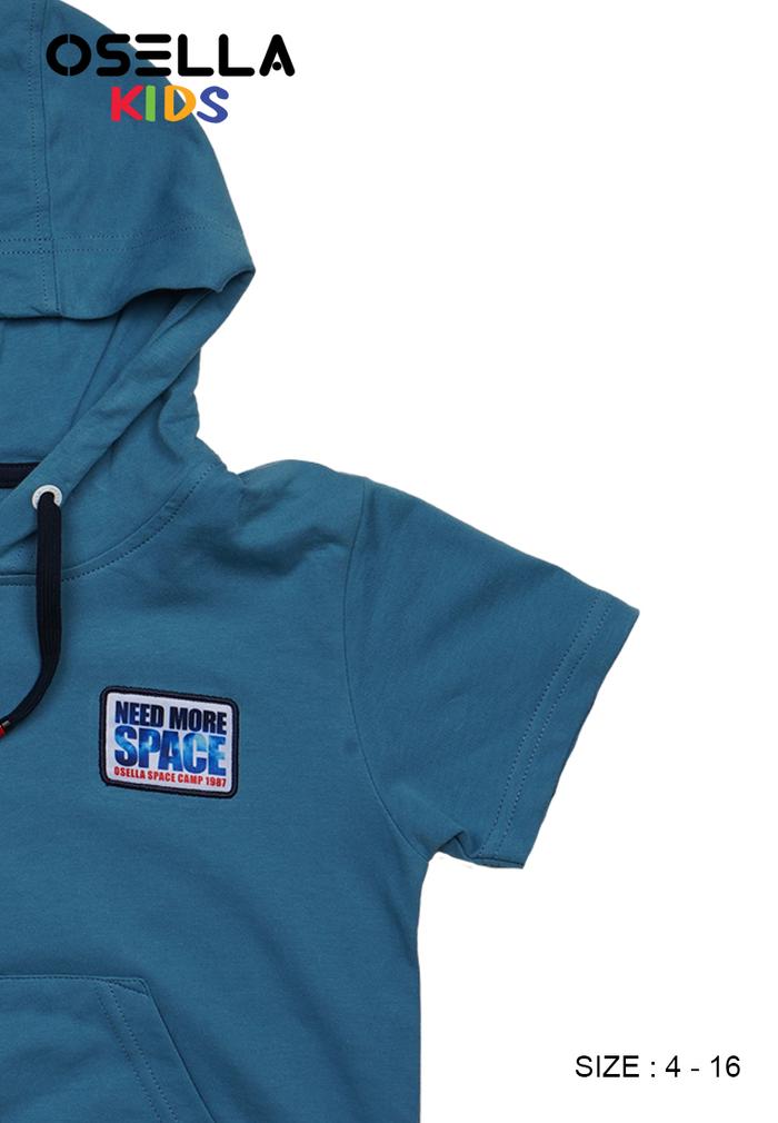 OSELLA SPACE REGULAR HOODIE T SHIRT IN BLUE