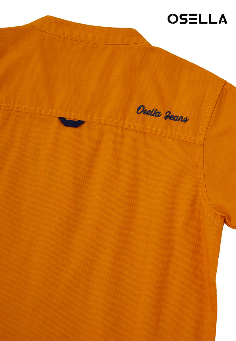 Osella Kids Boy Desert Solid Short Sleeve Shirt In Mustard