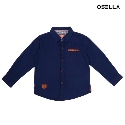 Osella Earth Collection Regular Long Sleeve Solid Shirt In Navy
