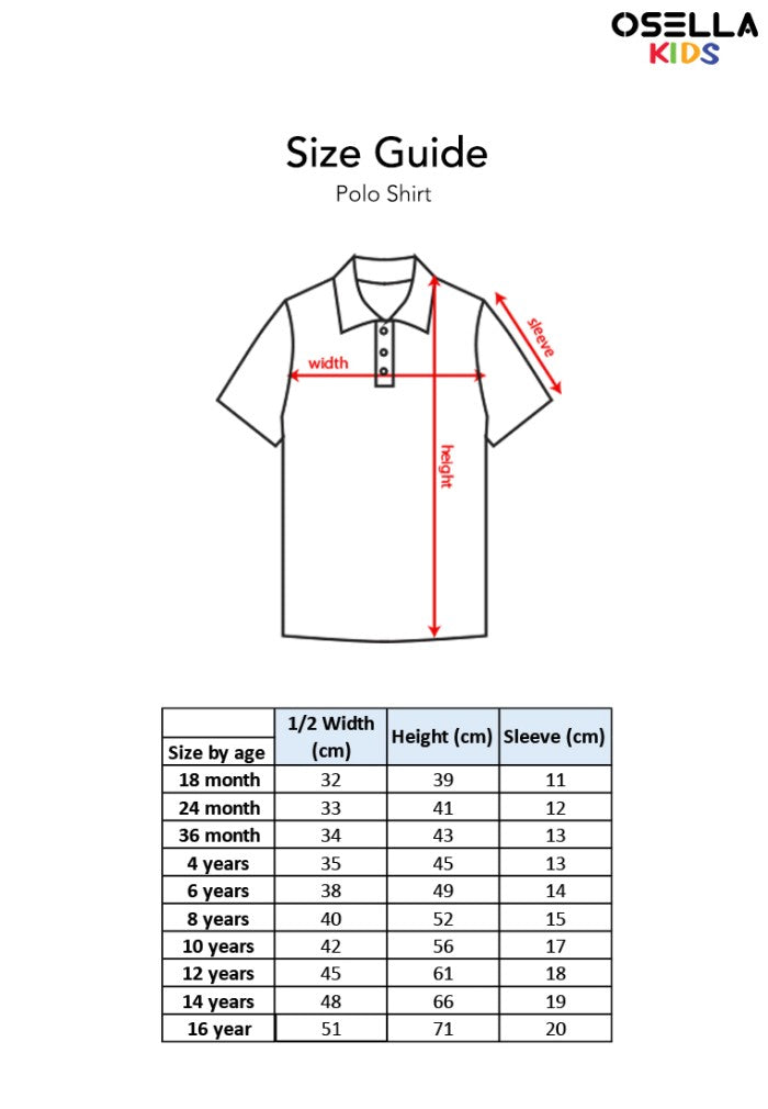 Osella Alden Zip Up Polo Shirt 22215001 | Kaos Polo Basic Anak Laki Laki