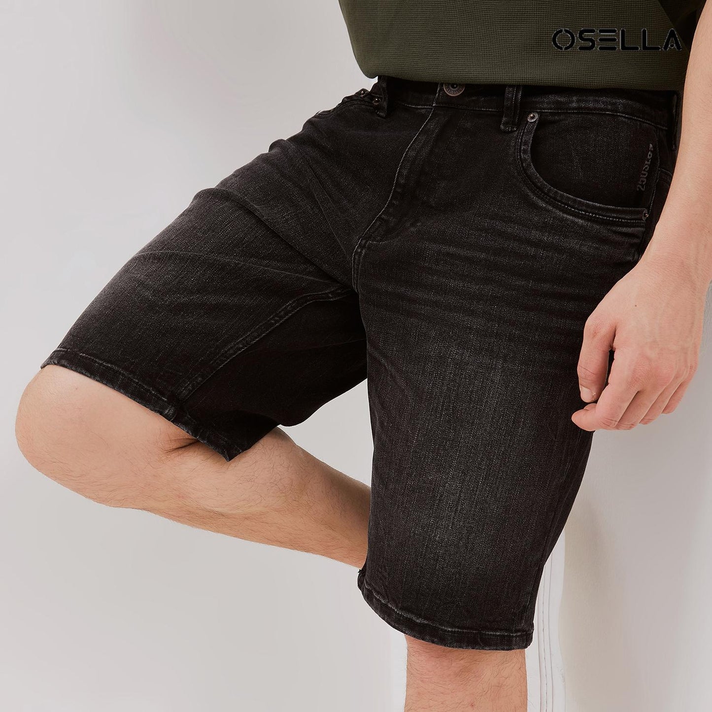 Osella Short Denim Jeans In Dark Grey Wash