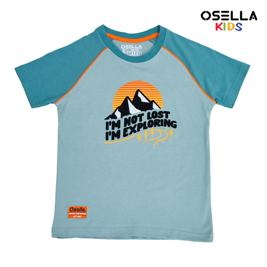 Osella Kids Boy Forest Collection Raglan Graphic T-Shirt In Combination Colour Of Green