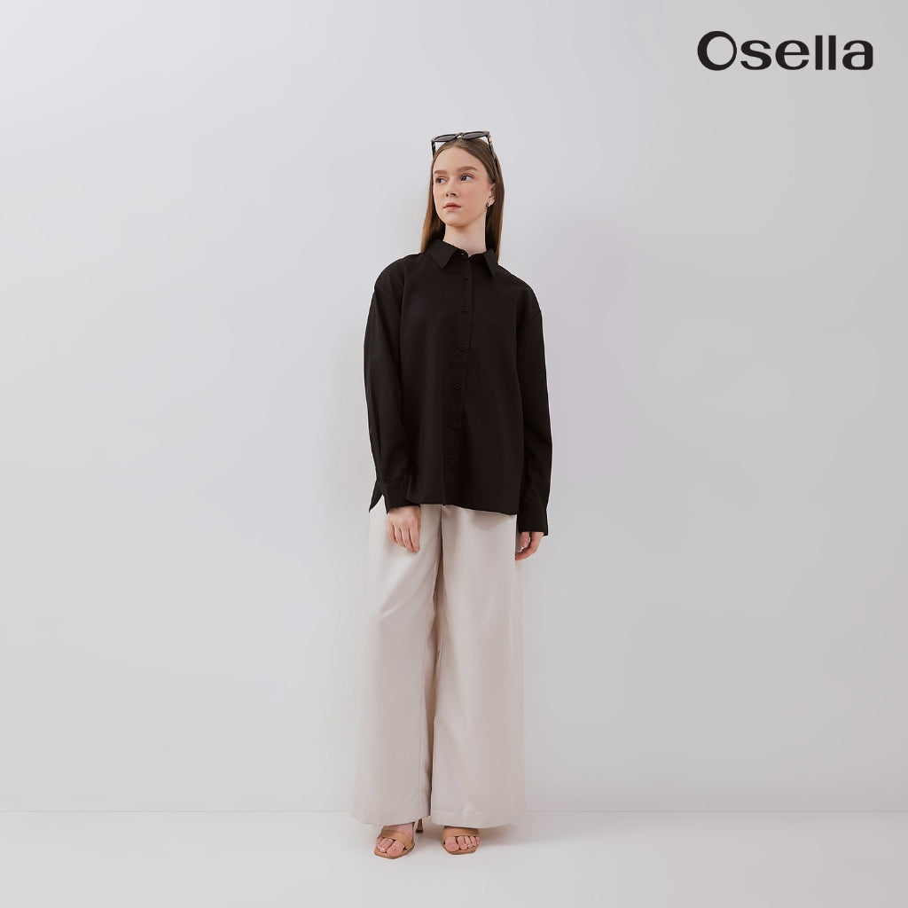Osella Basic Long Sleeve Shirt 31375001 | Atasan Kemeja Lengan Panjang Perempuan