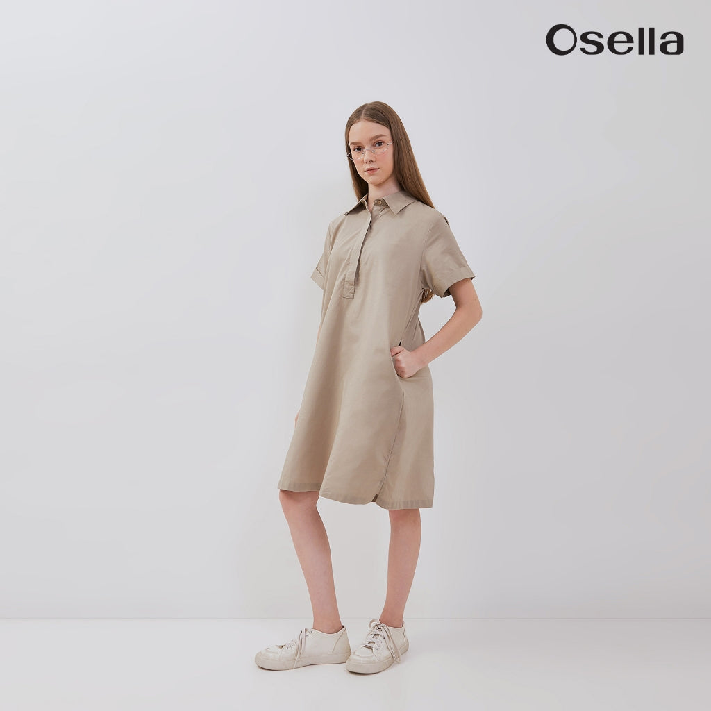 Osella Short Sleeve Polo Collared Mini Dress 21565001 | Mini Dress Polo Lengan Pendek Perempuan