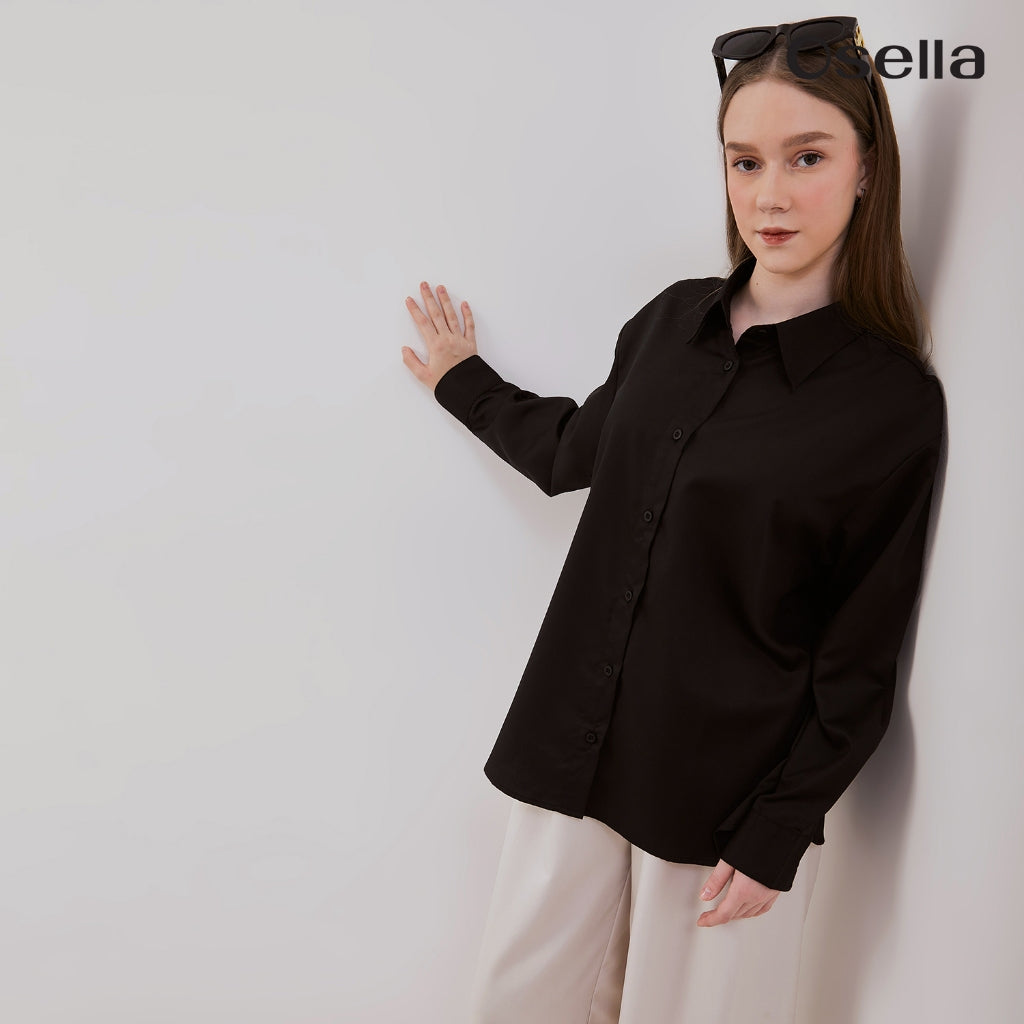 Osella Basic Long Sleeve Shirt 31375001 | Atasan Kemeja Lengan Panjang Perempuan