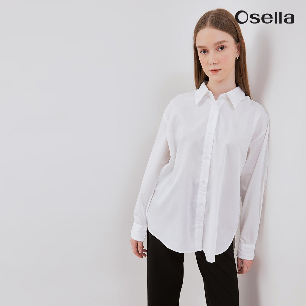 Osella Basic Long Sleeve Shirt 31375001 | Atasan Kemeja Lengan Panjang Perempuan