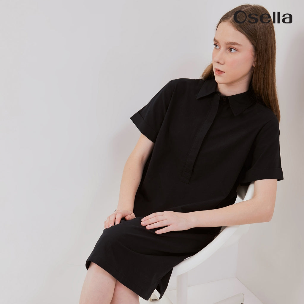 Osella Short Sleeve Polo Collared Mini Dress 21565001 | Mini Dress Polo Lengan Pendek Perempuan