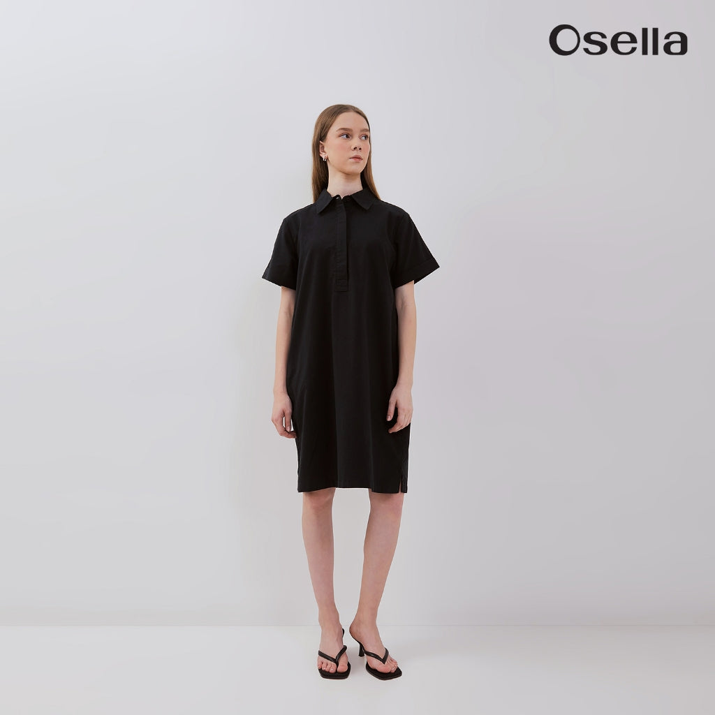Osella Short Sleeve Polo Collared Mini Dress 21565001 | Mini Dress Polo Lengan Pendek Perempuan