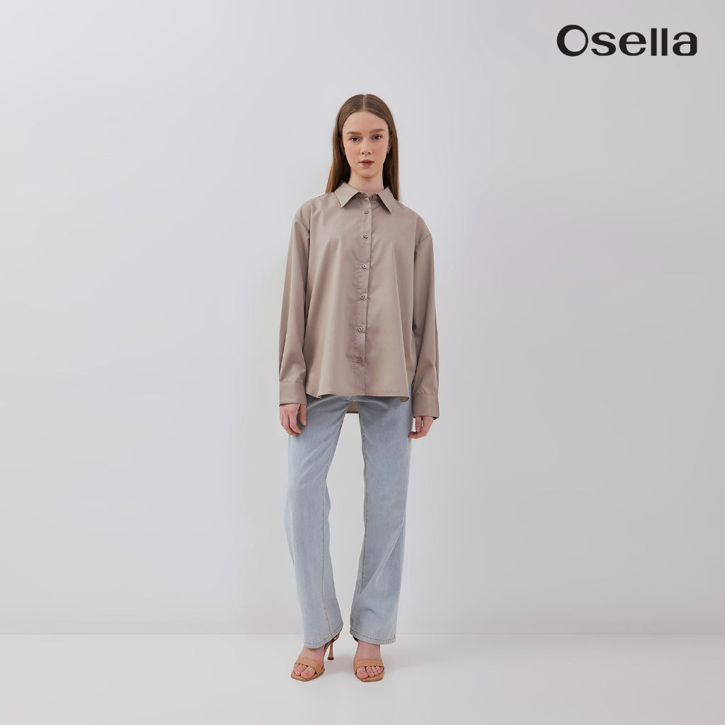 Osella Basic Long Sleeve Shirt 31375001 | Atasan Kemeja Lengan Panjang Perempuan